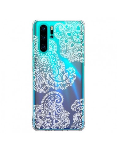 Coque Huawei P30 Pro Lacey Paisley Mandala Blanc Fleur Transparente - Sylvia Cook