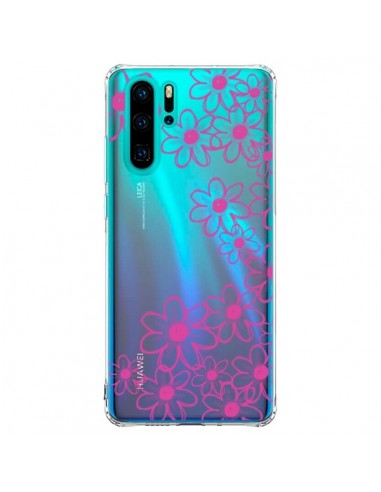 Coque Huawei P30 Pro Pink Flowers Fleurs Roses Transparente - Sylvia Cook