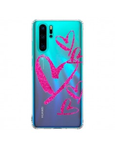 Coque Huawei P30 Pro Pink Heart Coeur Rose Transparente -...