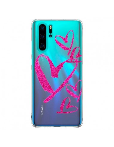 Coque Huawei P30 Pro Pink Heart Coeur Rose Transparente - Sylvia Cook