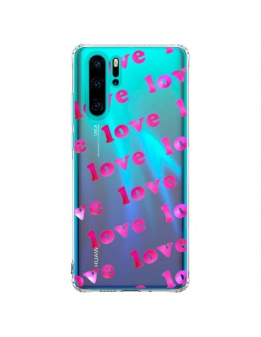 Coque Huawei P30 Pro Pink Love Rose Transparente - Sylvia Cook