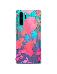 Coque Huawei P30 Pro Watercolor Splash Taches Rose Orange...