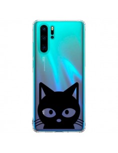 Coque Huawei P30 Pro Tête Chat Noir Cat Transparente -...