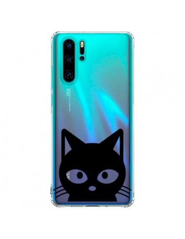 Coque Huawei P30 Pro Tête Chat Noir Cat Transparente - Yohan B.