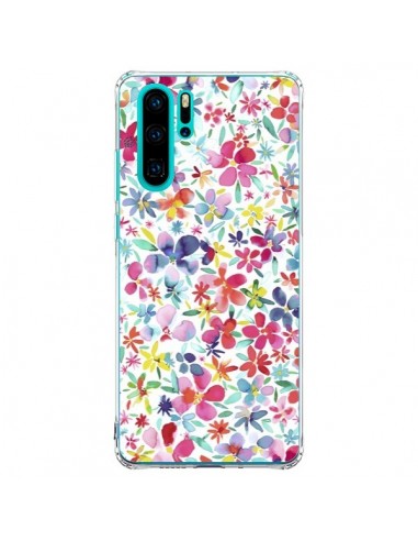 Coque Huawei P30 Pro Colorful Flowers Petals Blue - Ninola Design