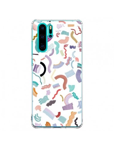 Coque Huawei P30 Pro Curly and Zigzag Stripes White - Ninola Design