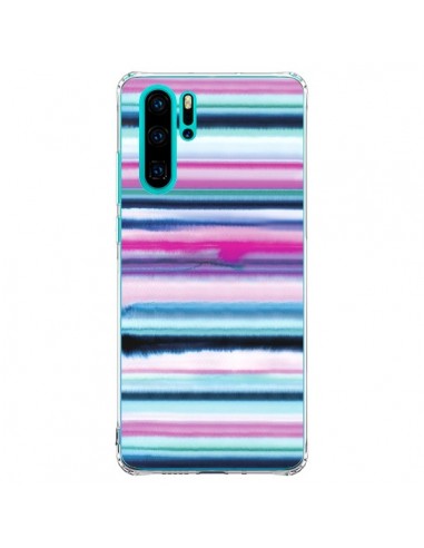 Coque Huawei P30 Pro Degrade Stripes Watercolor Pink - Ninola Design