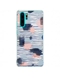 Coque Huawei P30 Pro Watercolor Stains Stripes Navy -...