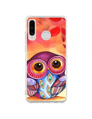 Coque Huawei P30 Lite Chouette Feuilles Automne - Annya Kai