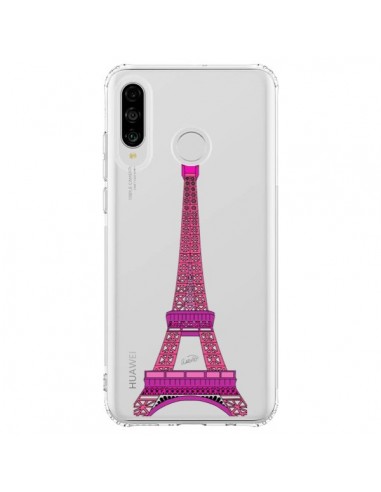 Coque Huawei P30 Lite Tour Eiffel Rose Paris Transparente - Asano Yamazaki