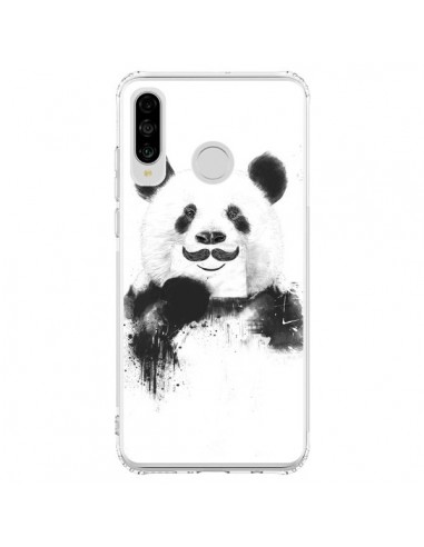 Coque Huawei P30 Lite Funny Panda Moustache Movember - Balazs Solti