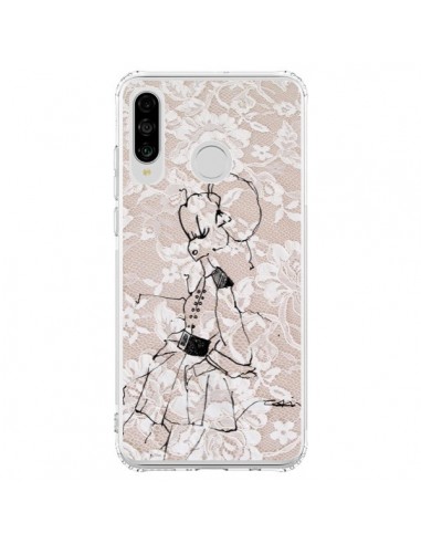 Coque Huawei P30 Lite Croquis Dentelle Femme Fashion Mode - Cécile