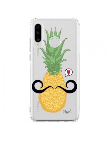 Coque Huawei P30 Lite Ananas Moustache Transparente - Chapo