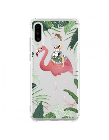 Coque Huawei P30 Lite Lolo Love Flamant Rose Chien Transparente - Chapo