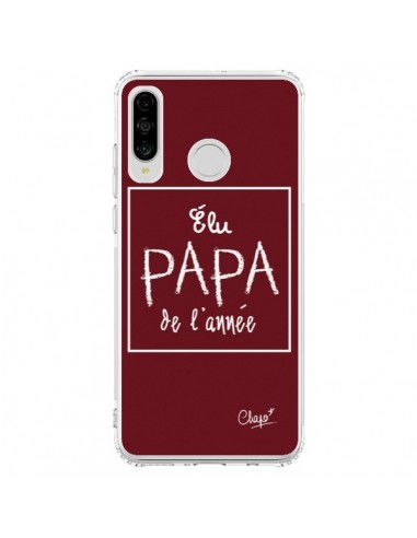 Coque Huawei P30 Lite Elu Papa de l'Année Rouge Bordeaux - Chapo