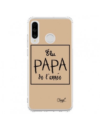 Coque Huawei P30 Lite Elu Papa de l'Année Beige - Chapo