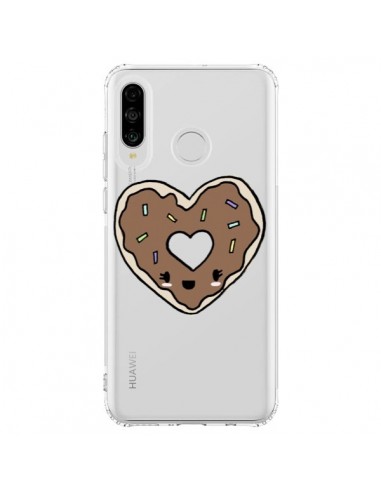 Coque Huawei P30 Lite Donuts Heart Coeur Chocolat Transparente - Claudia Ramos