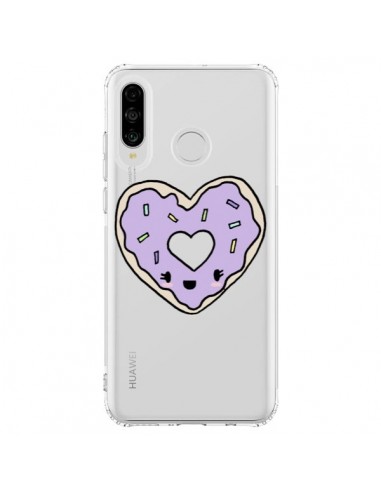 Coque Huawei P30 Lite Donuts Heart Coeur Violet Transparente - Claudia Ramos