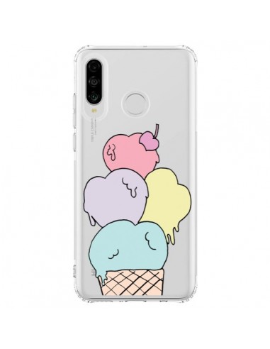 Coque Huawei P30 Lite Ice Cream Glace Summer Ete Coeur Transparente - Claudia Ramos