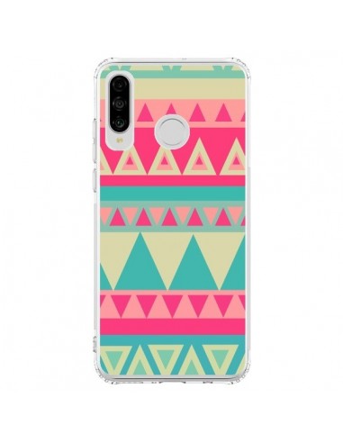 Coque Huawei P30 Lite Azteque Rose Vert - Eleaxart