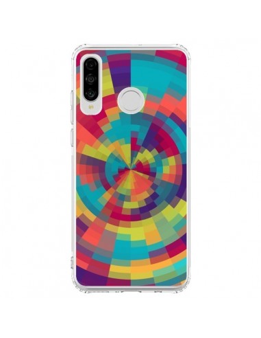 Coque Huawei P30 Lite Spirale de Couleurs Rouge Vert - Eleaxart