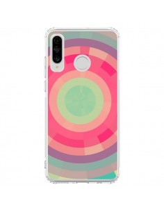 Coque Huawei P30 Lite Spirale de Couleurs Rose Vert -...