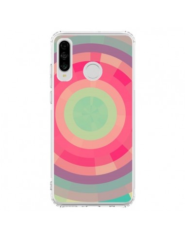 Coque Huawei P30 Lite Spirale de Couleurs Rose Vert - Eleaxart