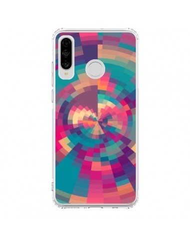 Coque Huawei P30 Lite Spirales de Couleurs Rose Violet - Eleaxart