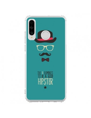 Coque Huawei P30 Lite Chapeau, Lunettes, Moustache, Noeud Papillon To Be a Good Hipster - Eleaxart