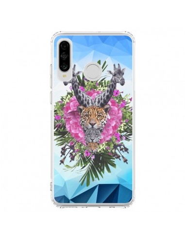 Coque Huawei P30 Lite Girafes Lion Tigre Jungle - Eleaxart