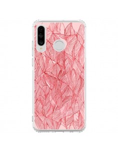 Coque Huawei P30 Lite Courbes Meandre Rouge Cerise -  Léa...