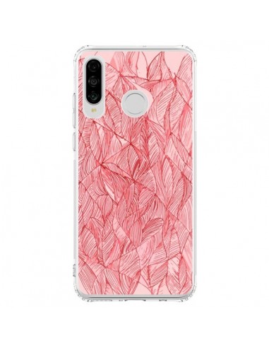 Coque Huawei P30 Lite Courbes Meandre Rouge Cerise -  Léa Clément