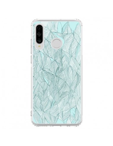 Coque Huawei P30 Lite Courbes Meandre Bleu Vert Nuageux -  Léa Clément