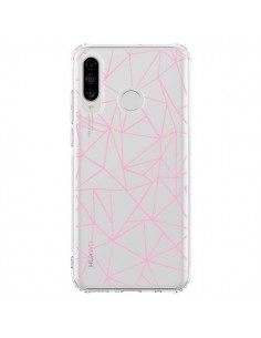 Coque Huawei P30 Lite Lignes Triangle Rose Transparente -...
