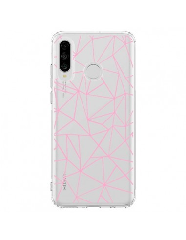 Coque Huawei P30 Lite Lignes Triangle Rose Transparente - Project M