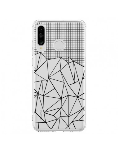 Coque Huawei P30 Lite Lignes Grille Grid Abstract Noir Transparente - Project M