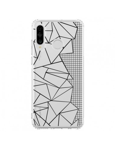 Coque Huawei P30 Lite Lignes Grilles Side Grid Abstract Noir Transparente - Project M