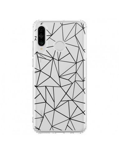 Coque Huawei P30 Lite Lignes Triangles Grid Abstract Noir Transparente - Project M