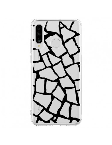 Coque Huawei P30 Lite Girafe Mosaïque Noir Transparente - Project M