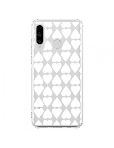 Coque Huawei P30 Lite Coeurs Heart Blanc Transparente - Project M