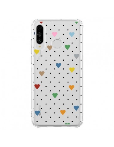 Coque Huawei P30 Lite Point Coeur Coloré Pin Point Heart Transparente - Project M