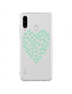 Coque Huawei P30 Lite Coeurs Heart Love Mint Bleu Vert...