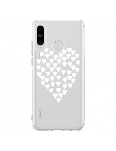 Coque Huawei P30 Lite Coeurs Heart Love Blanc Transparente - Project M