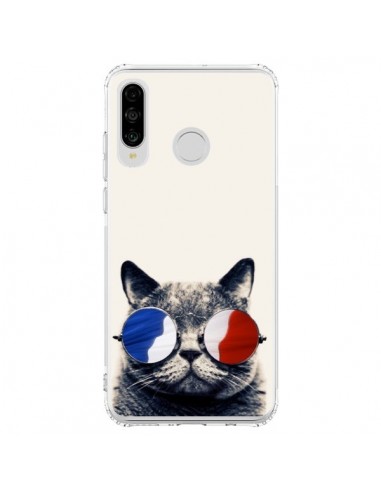 Coque Huawei P30 Lite Chat à lunettes françaises - Gusto NYC