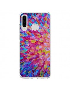 Coque Huawei P30 Lite Fleurs Bleues Roses Splash - Ebi...