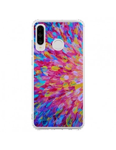 Coque Huawei P30 Lite Fleurs Bleues Roses Splash - Ebi Emporium