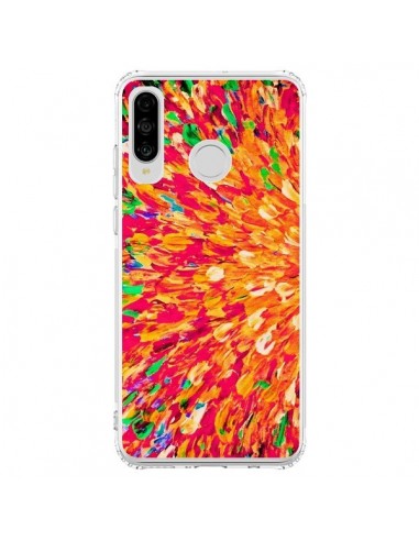 Coque Huawei P30 Lite Fleurs Oranges Neon Splash - Ebi Emporium