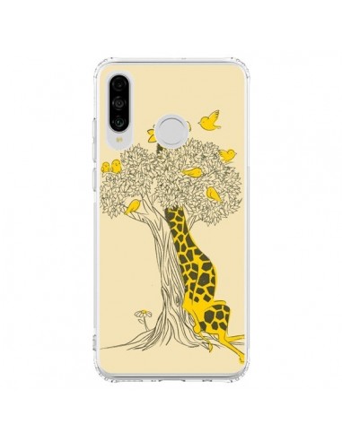 Coque Huawei P30 Lite Girafe Amis Oiseaux - Jay Fleck