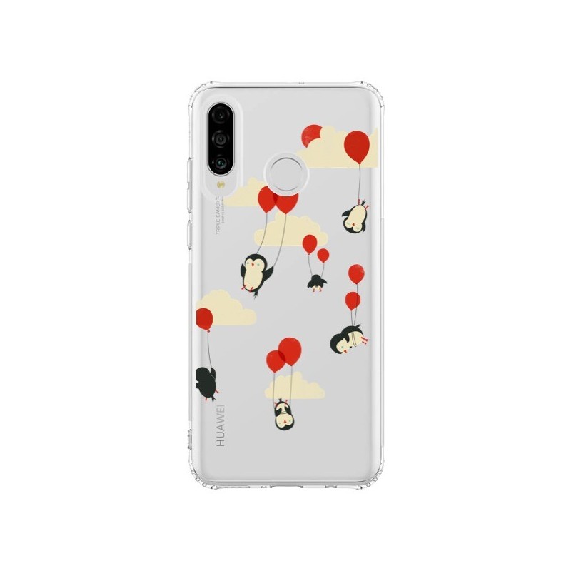 Coque Huawei P30 Lite Pingouin Ciel Ballons Transparente - Jay Fleck