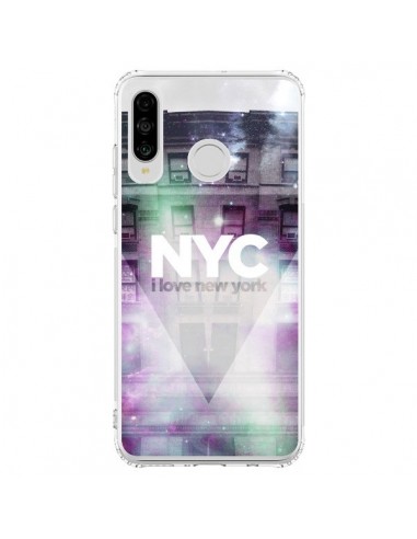 Coque Huawei P30 Lite I Love New York City Violet Vert - Javier Martinez